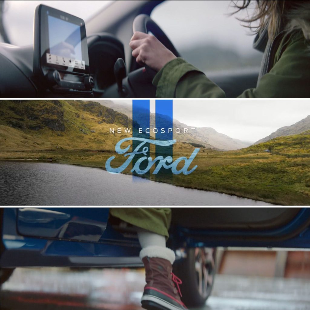 Video thumbnail for Ford Ecosport campaign, showcasing a scenic Scottish landscape. Styled by Angela Moffat and produced by LS Productions.