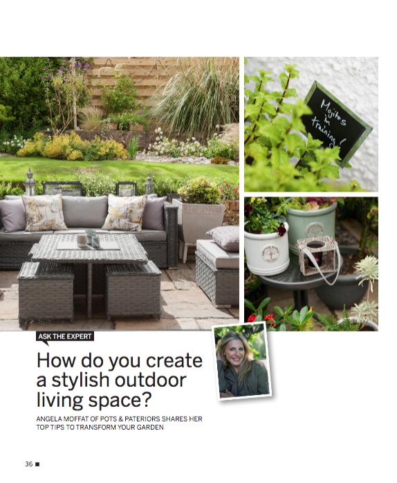 Angela Moffat shares tips on creating stylish outdoor living spaces in i-on magazine.