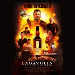 Video thumbnail for Lagavulin Charred Oak Cask campaign featuring Nick Offerman, styled by Angela Moffat and produced by David Taylor TV. Showcasing cinematic visuals and Lagavulin whisky branding.