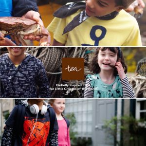 Video thumbnail for Tea Clothing campaign showcasing globally inspired styles for kids, featuring vibrant outdoor scenes. Styled by Angela Moffat, based in Edinburgh, Scotland, and produced by Filming Scotland.